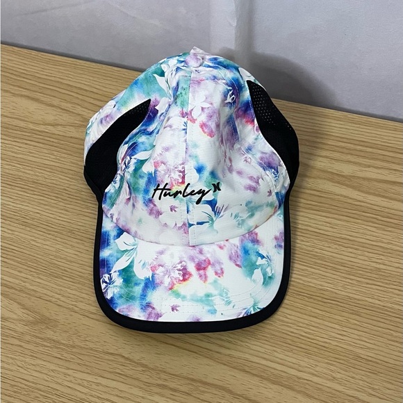 Hurley Trinity ladies hat pink blue floral pony tail hat - Picture 3 of 4